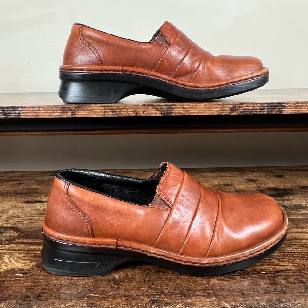 Rieker Leather Shoes Brown Slip On Round Toe Wedge Heel Women's EU 39 US 8